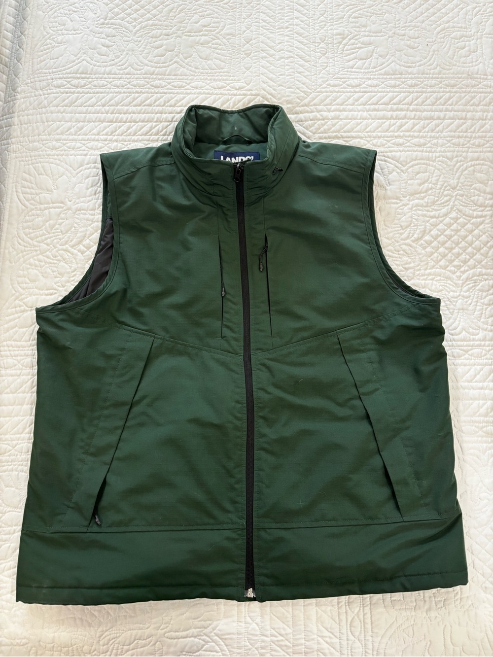 Lands' End Dark Green Quilted Utility Vest